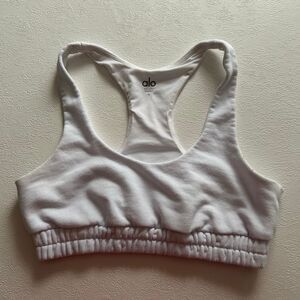 Alo Yoga White Ribbed Racerback Sports Bra Women’s Size Small